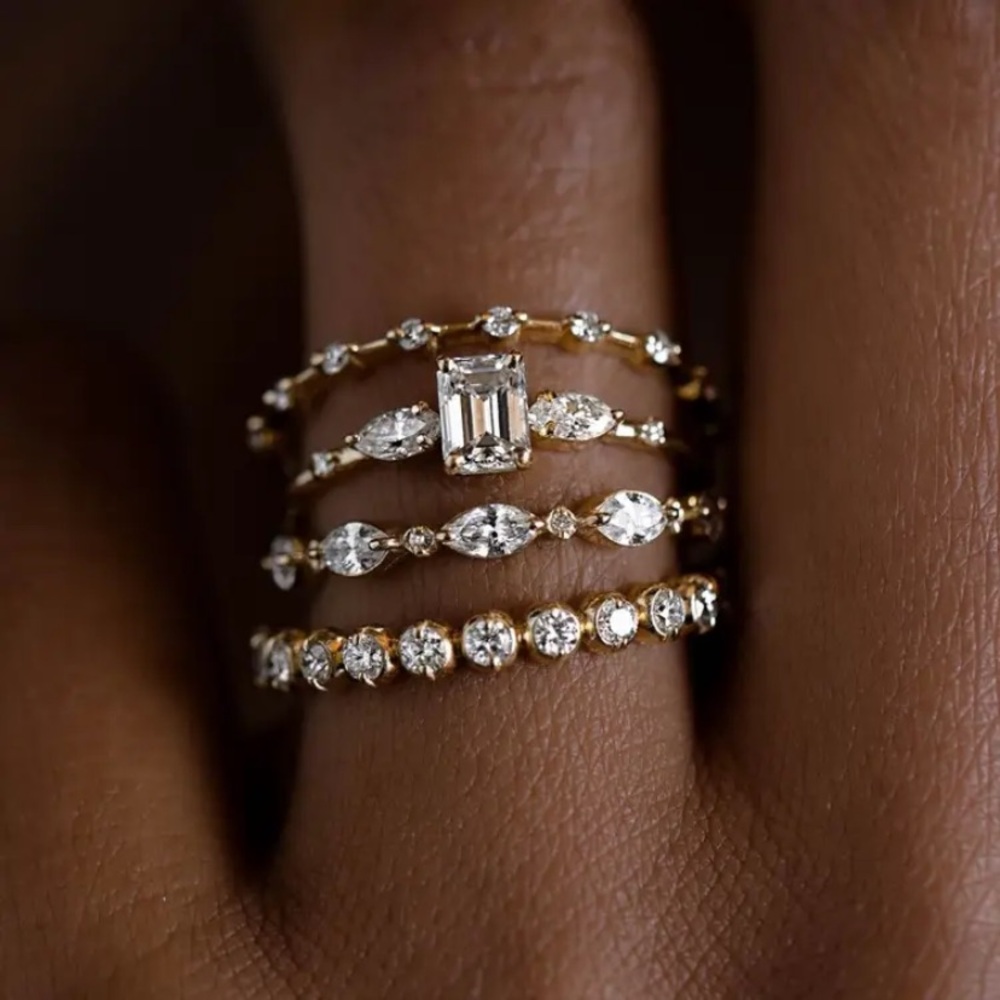 - Elegant 18k  Gold Plated Stacking Rings